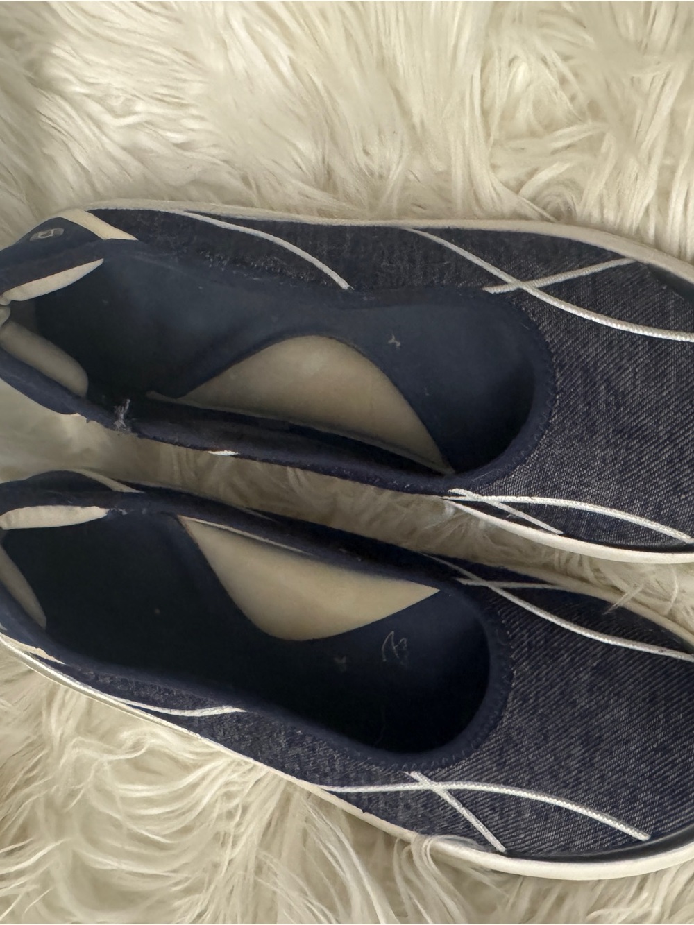 Bzees Navy Slip-On Flats with White Trim